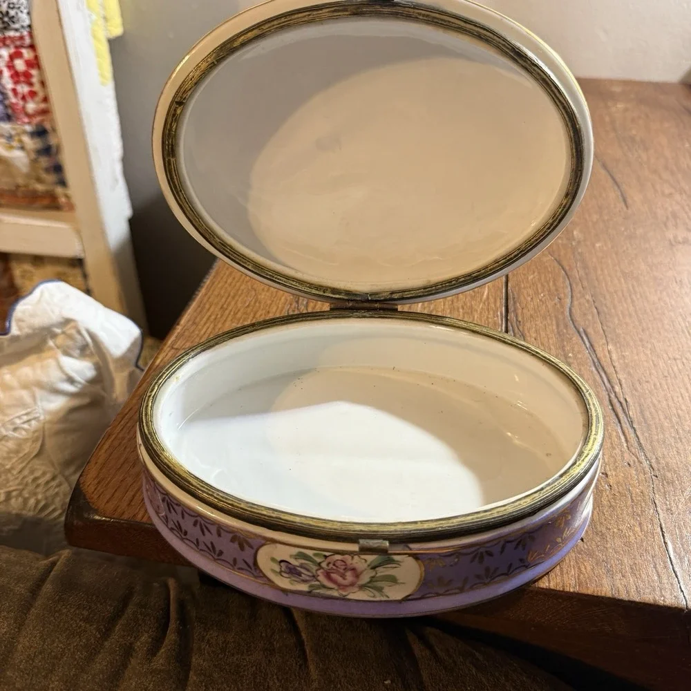Vintage Limoges China Floral Hinged Trinket Box